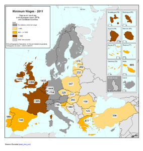 Map minimumlonen europa - eurostat